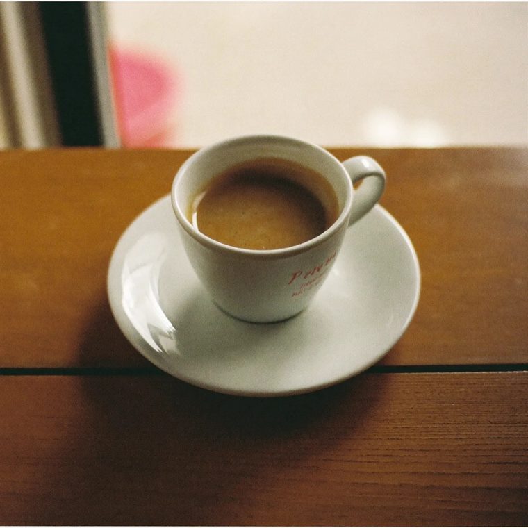 A flat white in a plain white cup